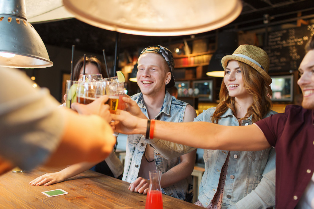group at the bar during happy hour in sylvania, ohio